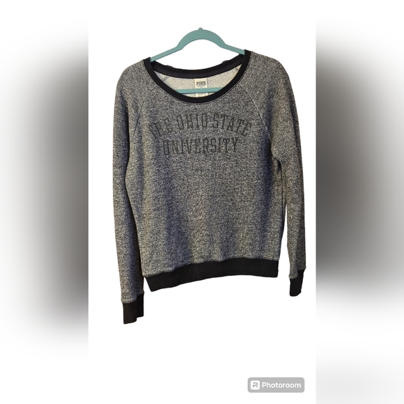 PINK Victoria's Secret Tops - VS PINK Women's S Campus Crew Ohio State Buckeyes Sweatshirt Black/Gray Sweater